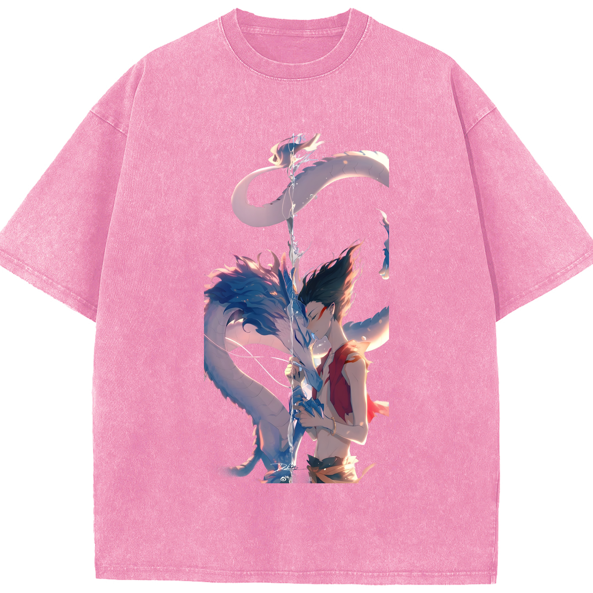 （画像用） Ne Zha 2 ナタ 魔童の大暴れ 綿100% ヴィンテージ風 半袖Tシャツ（フロントプリント）